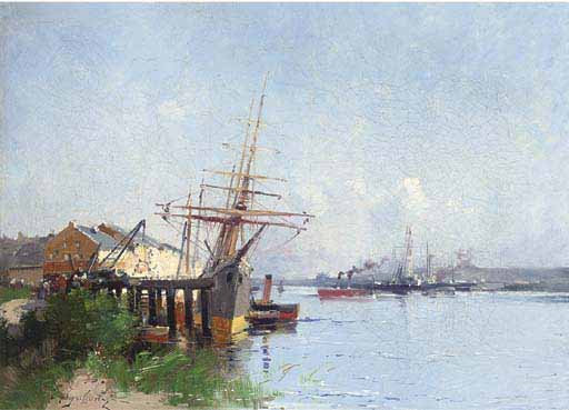 Eugene Galien-Laloue Harbour scene